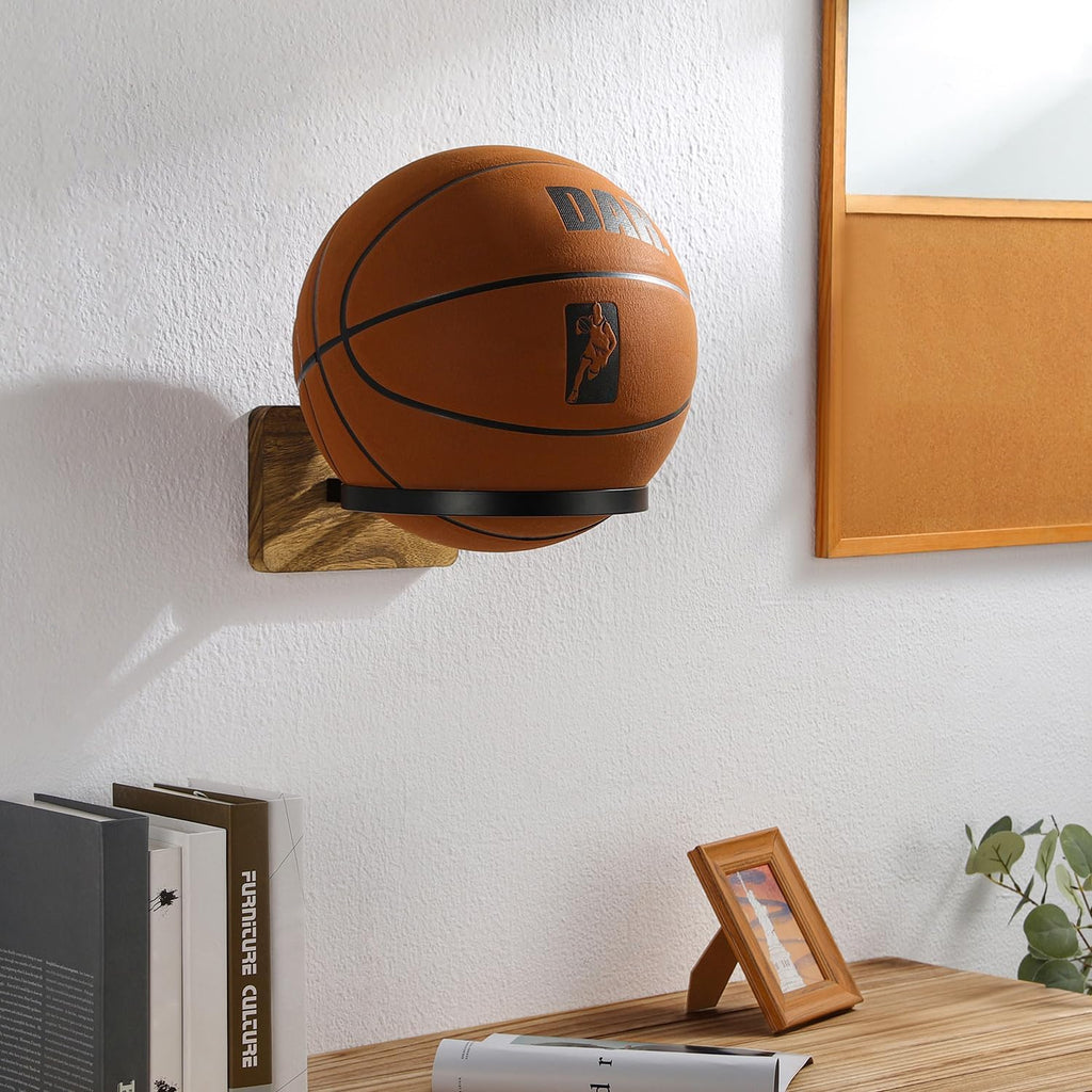 Wall Mount Basketball Holder - Autograph Ball Display Rack for Basketball, Football & Soccer | Sports Organizer