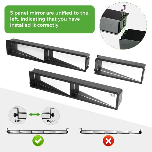 10L0L Universal Golf Cart 5 Panel Mirror for Yamaha EZGO Club Car, Eliminate Blind Spots Wide Angle Rear View Mirror