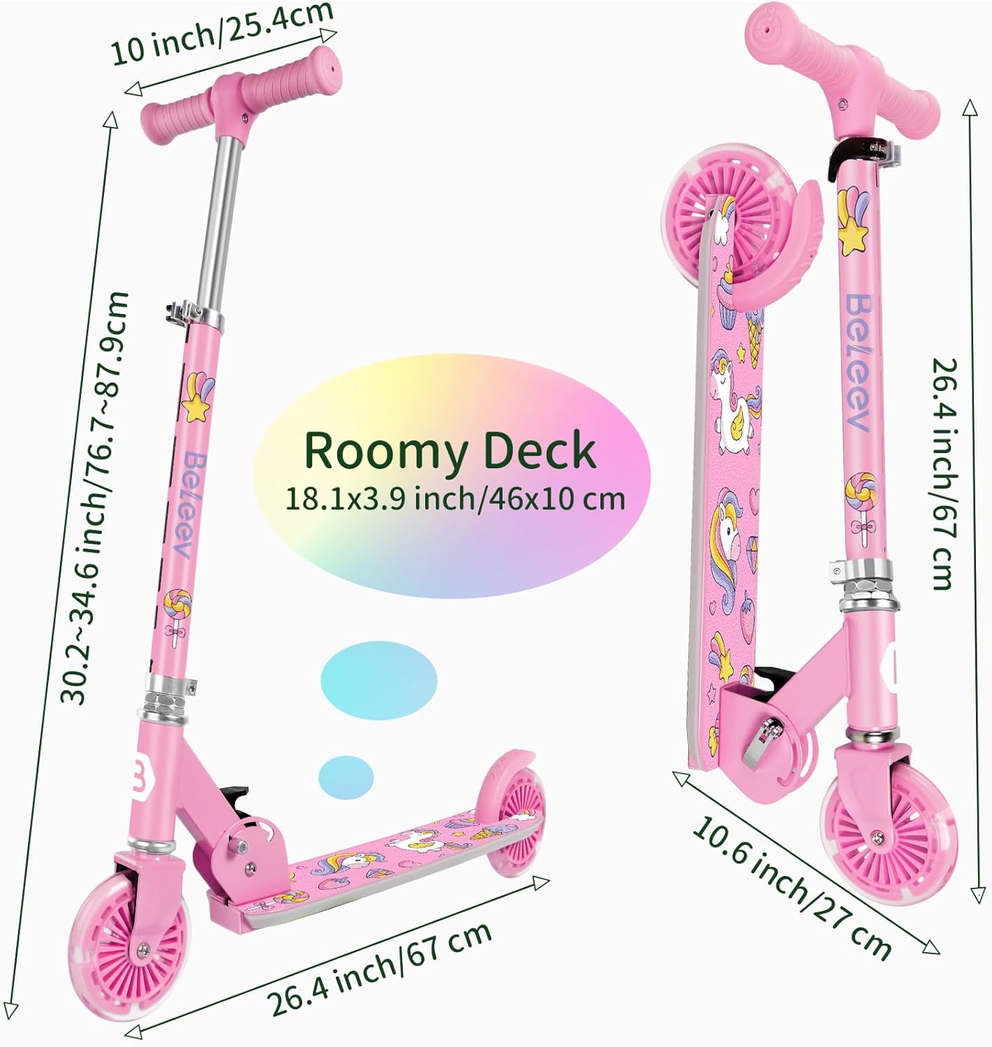 BELEEV V2 Kids Scooter - Light-Up Wheels, Adjustable Height, Lightweight Design | Ages 3-12