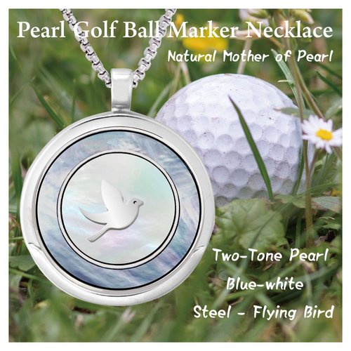 E TRUEE Golf Ball Marker Necklace with Pearl Ball Marker, Golf Accessories, Golf Gifts, Golf Ball Markers for Women