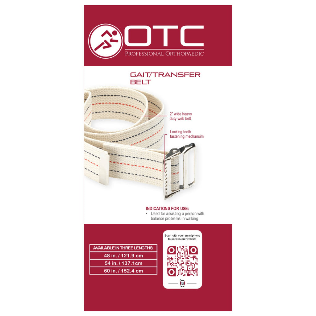 OTC Gait Transfer Belt Support Hold for Caregiver, White, 48 Inch