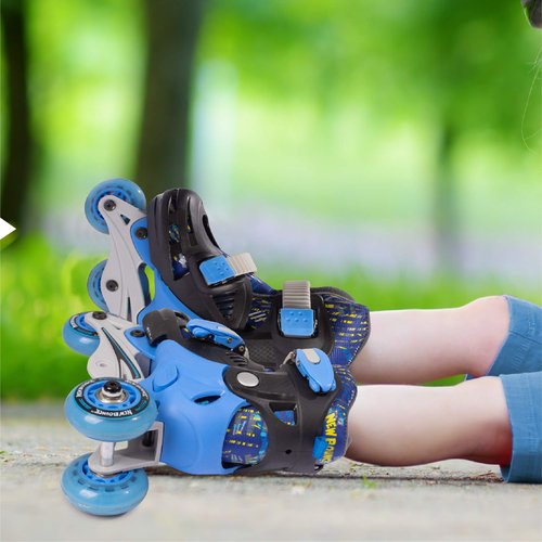 New-Bounce Adjustable Inline Skates for Boys and Girls - for Kids, Teens, and Young Adults Outdoor Roller Skates for Boys Ages 8-12 for Beginners & Advanced | Blue