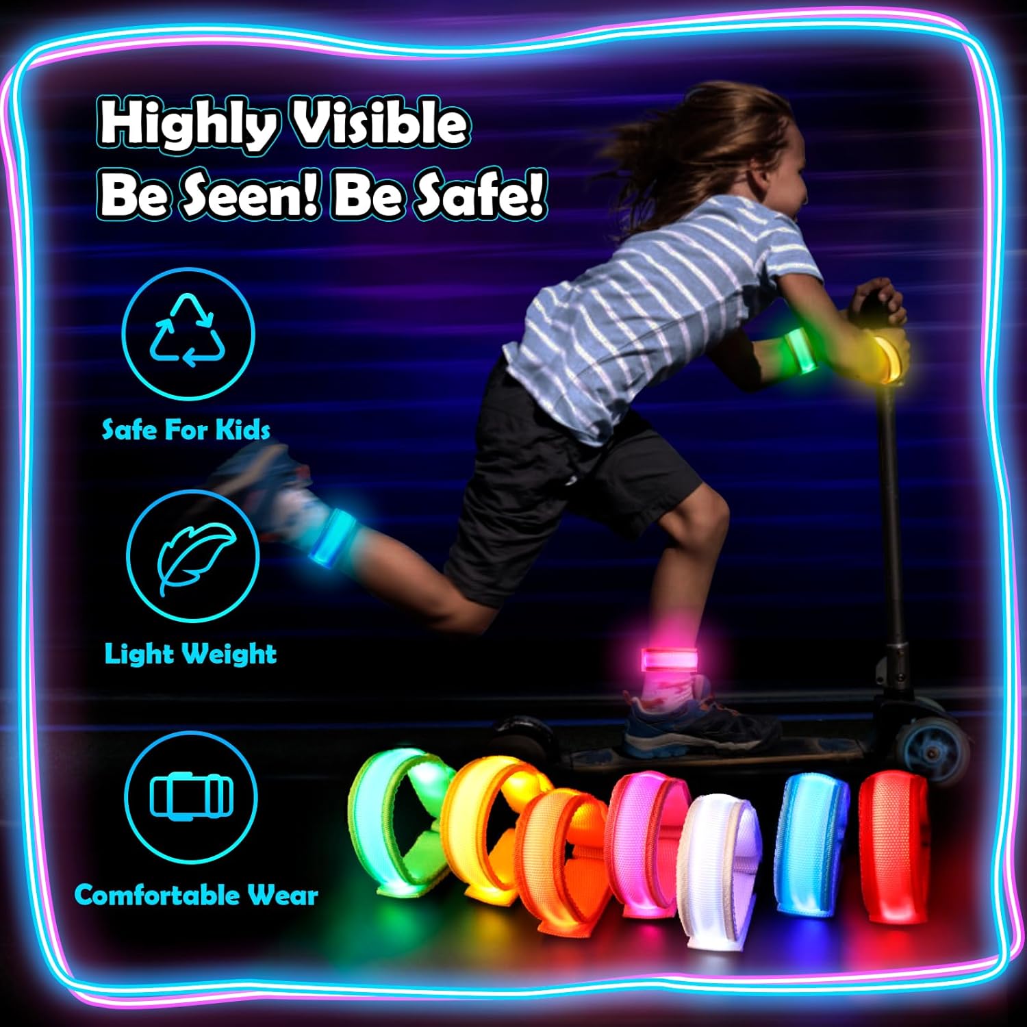 Skiennix 14 PCS LED Glow Bracelets - Light Up Bracelets for Kids & Adults | Perfect for Parties & Night Events