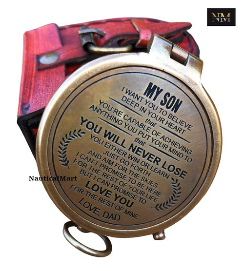 Personalized Brass Compass My Son, Engravable Love Dad Compass, Father to Son Compass Nautical Gift | Collectible Gift, Perfect for Christmas & Holiday Gifting