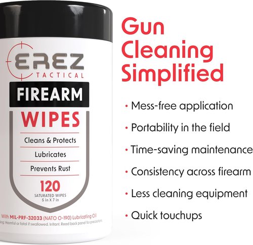 Gun Cleaning Supplies: 120 Gun Wipes, 5"x7" CLP - Clean, Lubricate, Protect - MIL-PRF-32033 (NATO O-190) Field & Range Gun Cloth, (2 pk)
