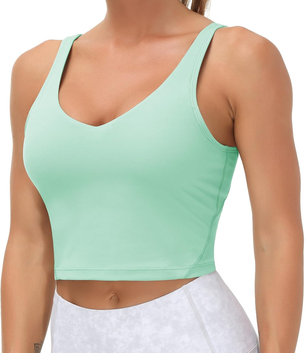 The Gym People Longline Sports Bra - Wirefree Padded Design for Medium Support