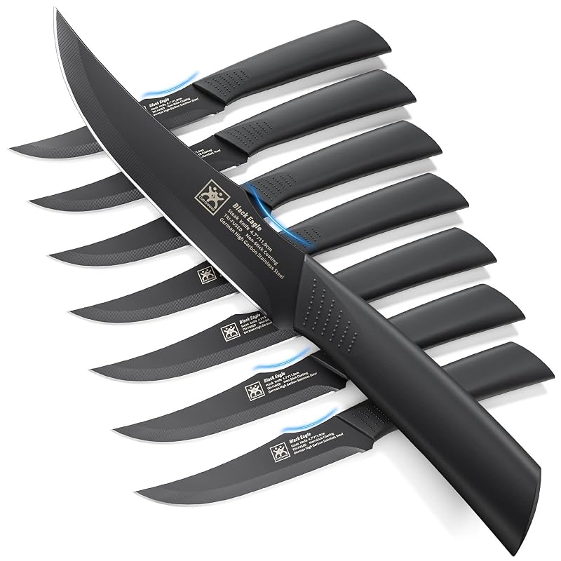CuoCreate 8-Piece Non-Serrated Steak Knife Set, 4.7 Inch Dishwasher Safe - Variation of THIS listing