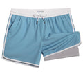 maamgic Mens Short 80s 90s Vintage 5.5" Swim Trunks Swimsuits Board Shorts Compression Liner Quick Dry 2 in 1 Bathing Suits Light Blue Medium