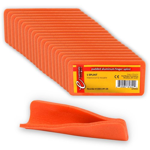 Ever Ready First Aid Padded Aluminum Finger Splints 4" x 2" - 20 Count