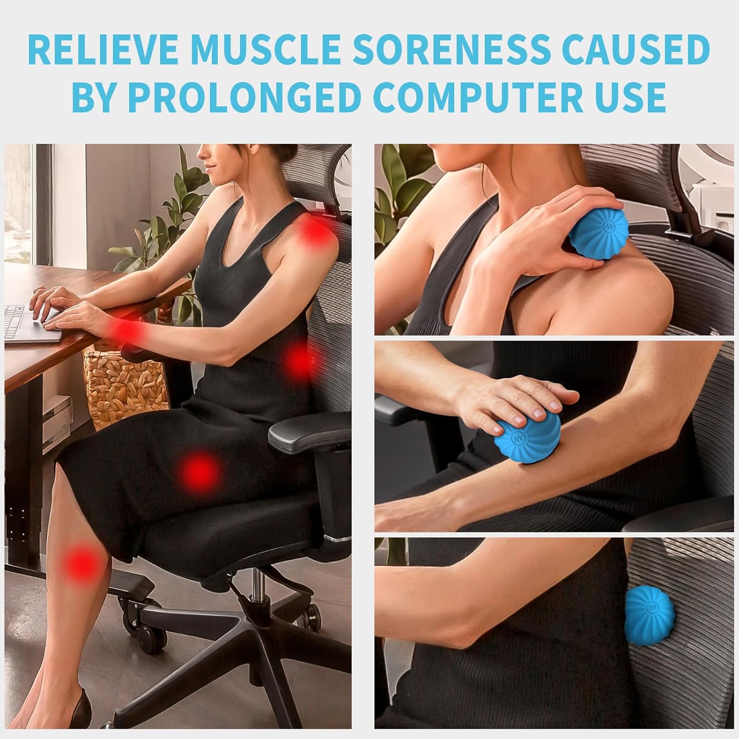 Skiennix Mini Vibrating Massage Ball - 10-Speed Foam Roller for Muscle Relief | Blue Color