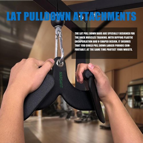 Marsafit LAT Pulldown Attachments - Rowing T-Bar & V-Bar Cable Machine Handle for Home Gym Fitness