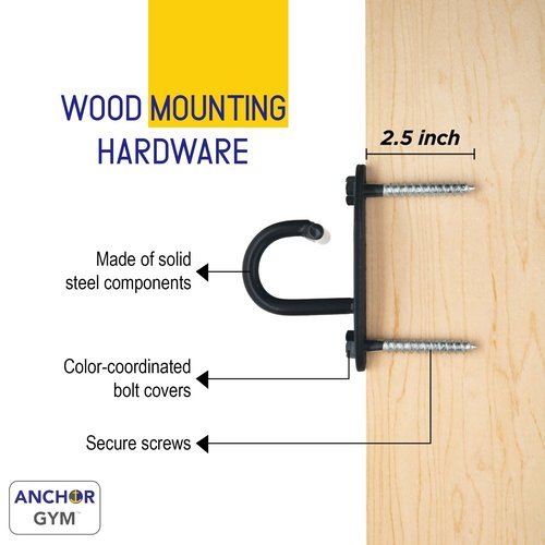 Anchor Gym Mini H1 (Set of 3) - Exercise Band Wall Mount & Resistance Bands Anchor | Gym Hooks Wall System for Bodyweight and Cable Training - Black
