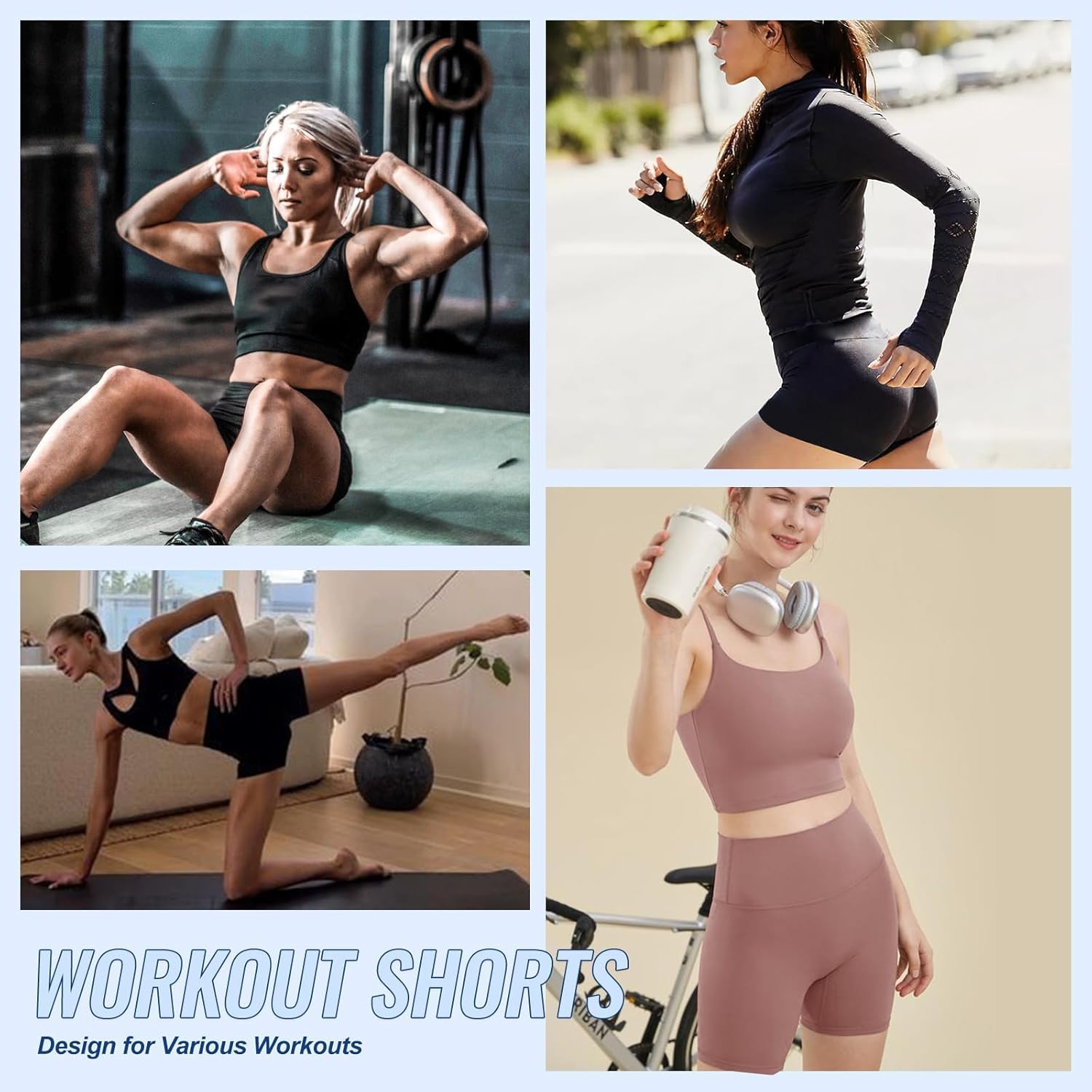Skiennix High Waisted Biker Shorts - 3 Pack Black Compression Yoga Shorts for Women | 3", 5", 8" Sizes