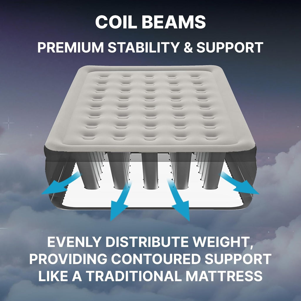 SLEEPLUX Dream Luxury Queen Air Mattress - Dual Pump, 20” Double-High Design for Guests & Camping