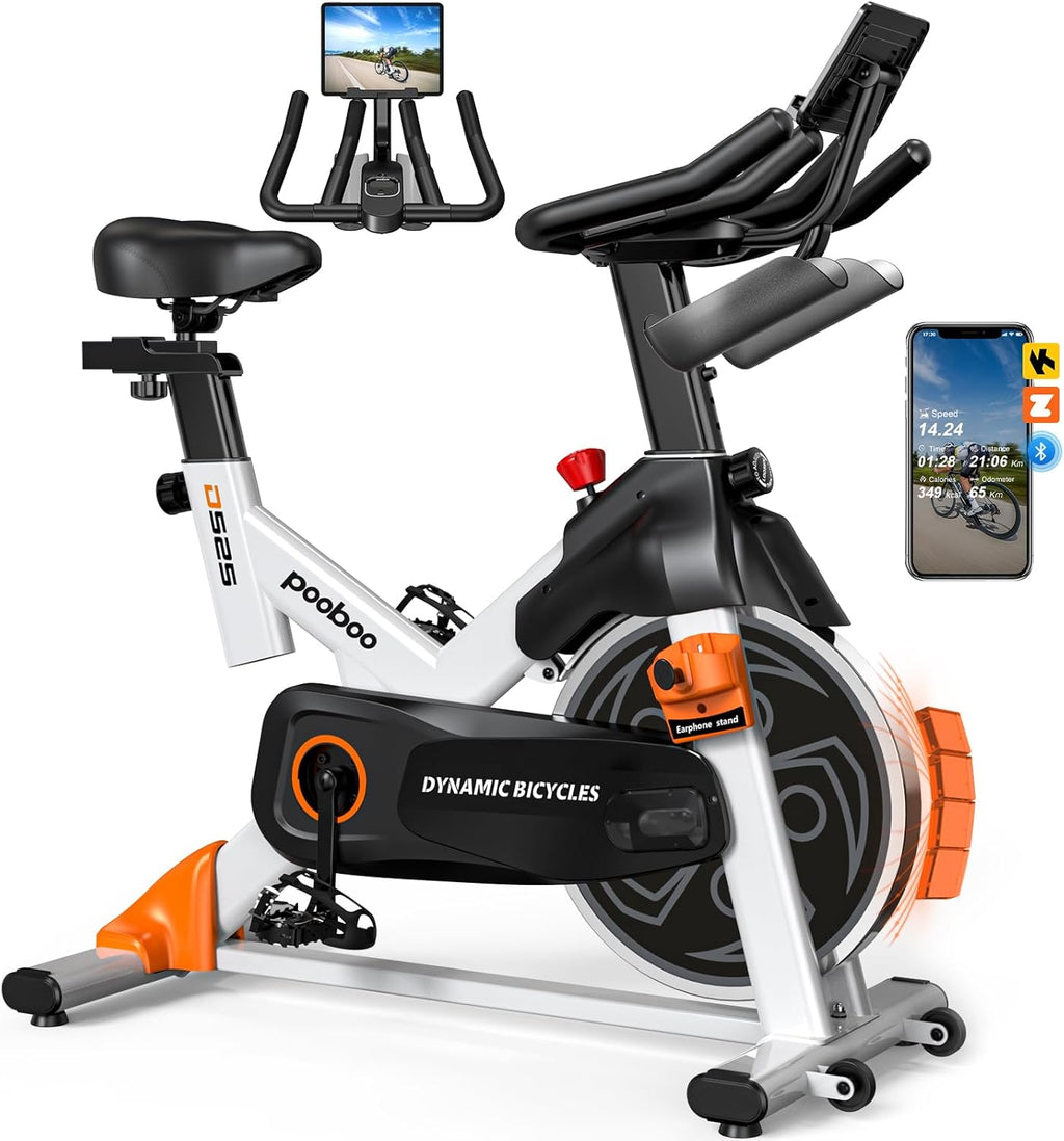 POOBOO Magnetic Exercise Bike - Quiet Indoor Cycling Bike with LCD Monitor & 350lbs Capacity | Adjustable Resistance for Home Gym Fitness