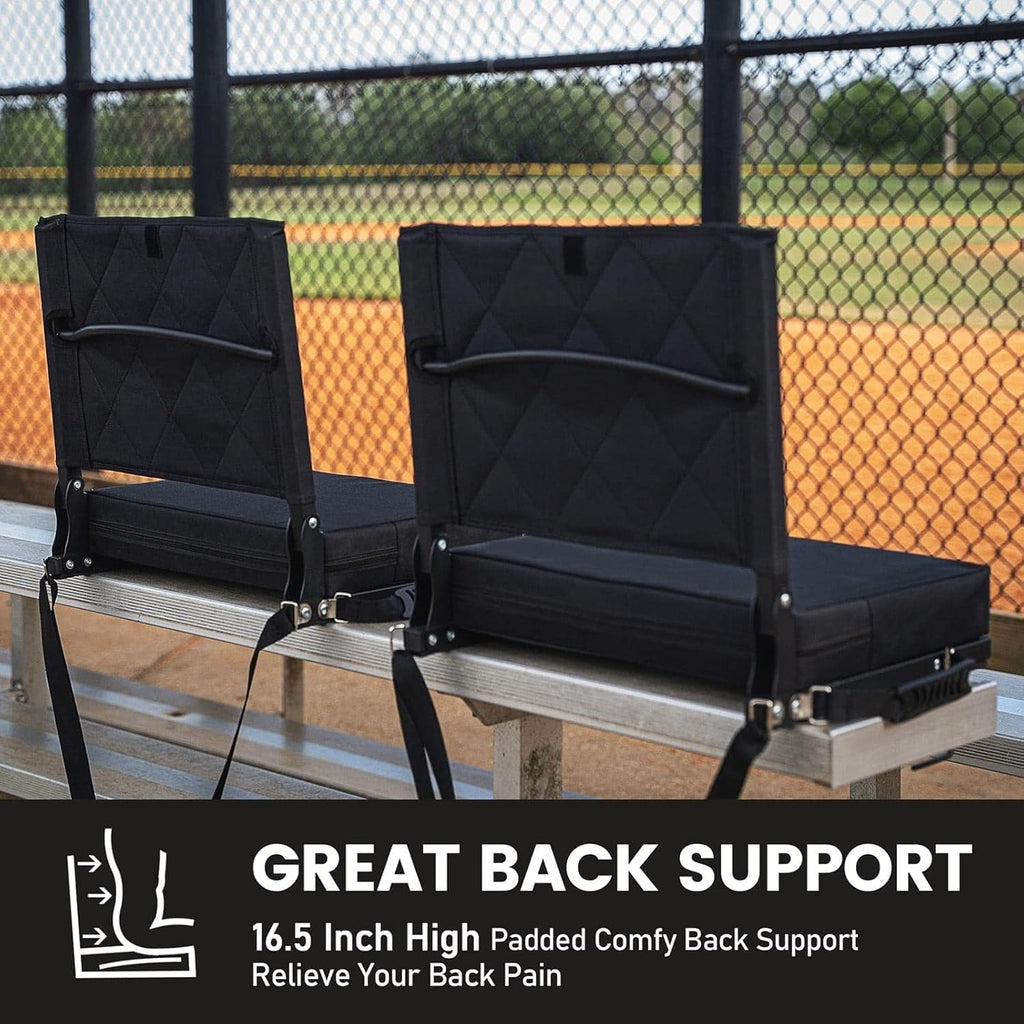 Sheenive Stadium Seats - Padded Bleacher Chairs with Back Support & Shoulder Strap | Portable Comfort