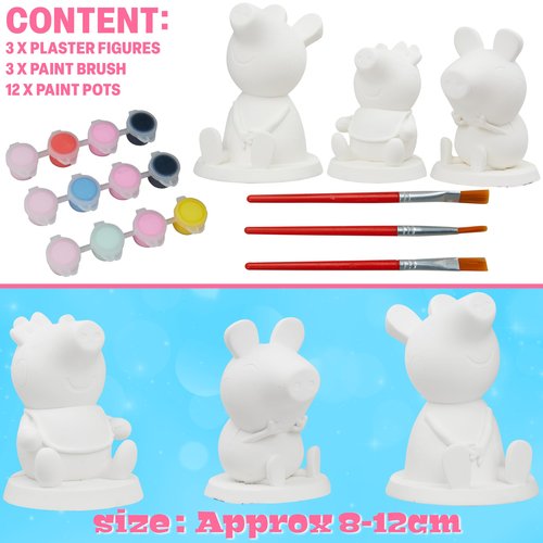 Get Trend Peppa Pig Paint Your Own Figurines Kit, Plaster Painting Set for Kids, Arts and Crafts for Girls, DIY Craft Kit, Gifts for Girls (Multi Peppa Pig)
