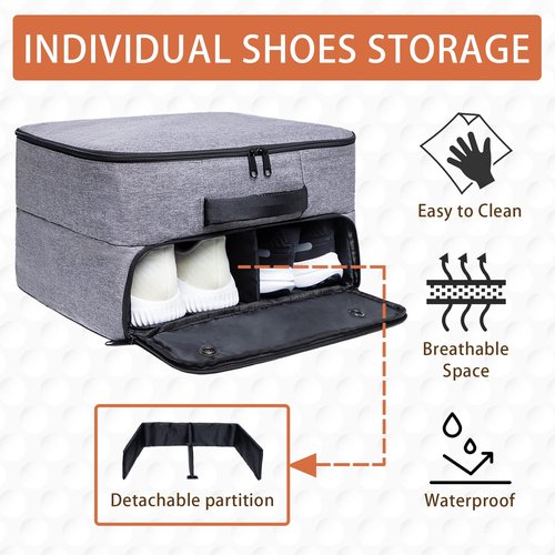 MAQTOIZ Golf Trunk Organizer 2 Layer, Car with Ventilated Compartment for Pair Shoes, Storage Locker Accessories, Balls, Tees, Clothes, Gloves, Gifts Men Grey