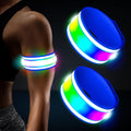 Skiennix LED Armband - Rechargeable Light Up Arm Bands for Night Running | High Visibility Safety Gear (2 Pack)