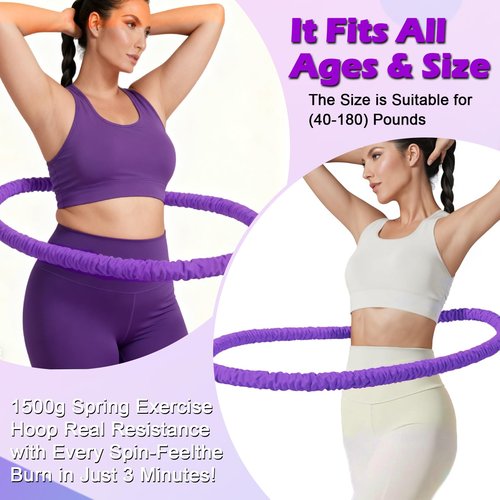 3 lbs Soft Weighted Hoop for Adults -Fold Gentle Fat Burning and Waist Toning, Pinch-Proof Design,Soft Material Won't Irritate Skin， Perfect for Home/Travel/Postpartum Recovery