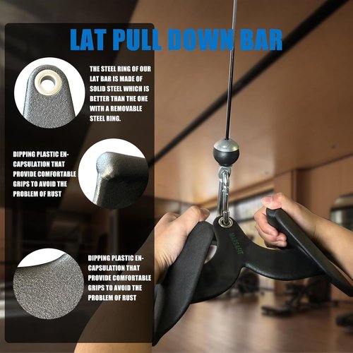 Marsafit LAT Pulldown Attachments - Rowing T-Bar & V-Bar Cable Machine Handle for Home Gym Fitness