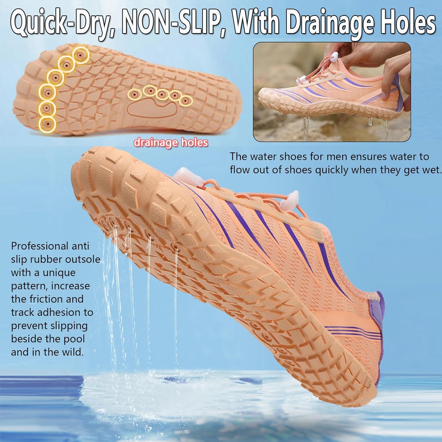 Skiennix Water Shoes - Quick Dry Barefoot Aqua Shoes for Men & Women | Ideal for Beach, Pool, and Hiking