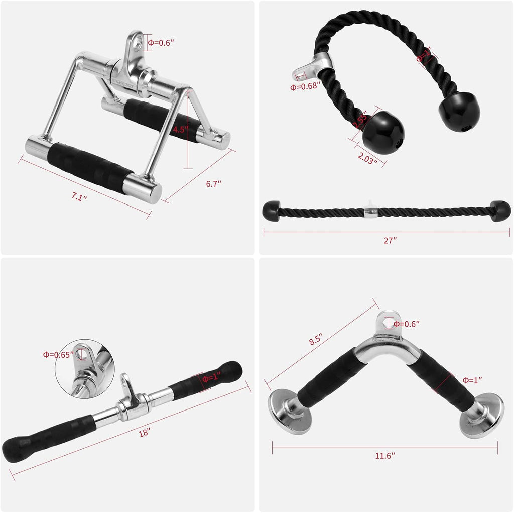 Tricep Press Down Cable Machine Attachment - Double D Handle & V Bar for Home Gym Workouts