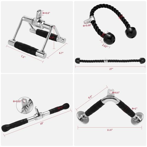 DYNASQUARE Tricep Press Down Cable Machine Attachment, Body Building, LAT Pulldown Attachments, Home Gym Accessories, Double D Handle, V Bar, Tricep Rope, Pull Down Bar