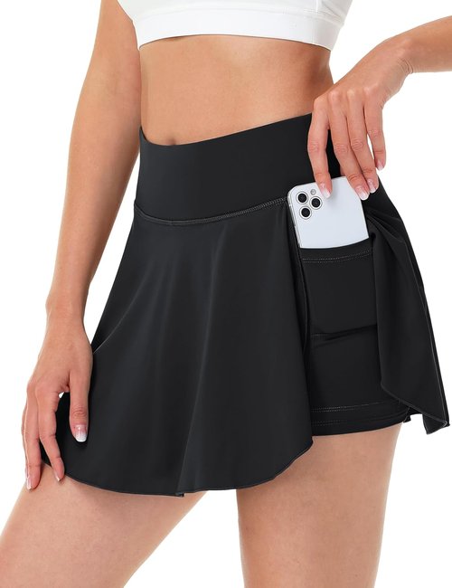 MAGCOMSEN Women's Tennis Skorts - High Waisted Golf Skirts with Pockets & Inner Shorts | Athletic Workout Gear