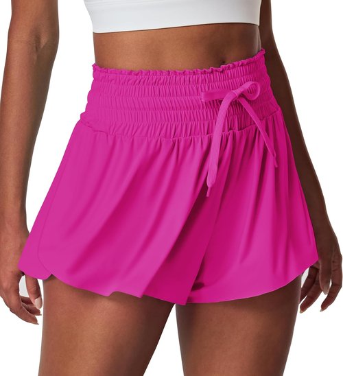 IUGA High Waisted Athletic Shorts - Flowy Butterfly Design with Pockets for Women | Ideal for Running & Tennis
