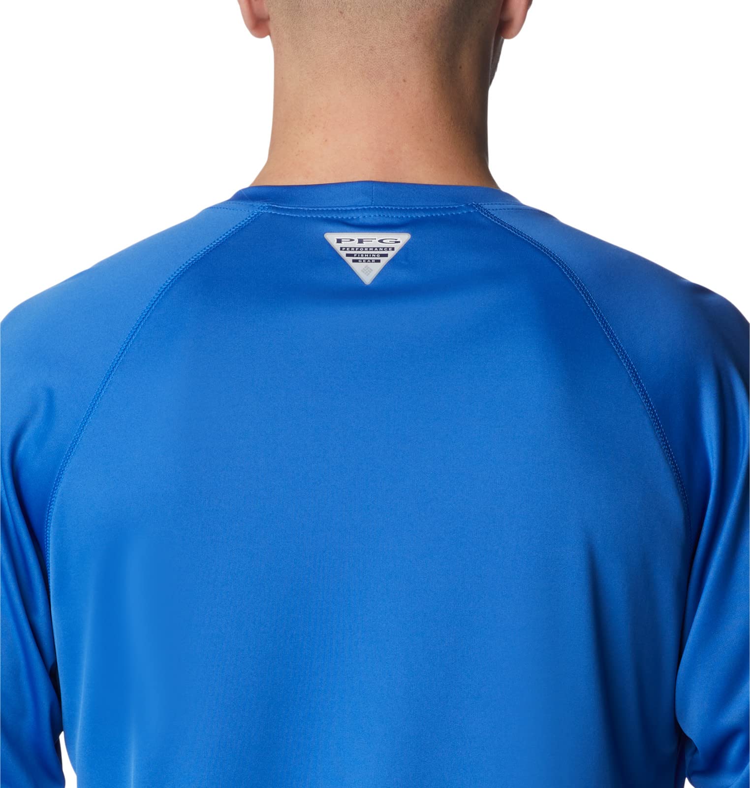 Columbia Men's Terminal Tackle Long Sleeve Fishing Shirt, Vivid Blue/Bright Nectar Logo, 1X