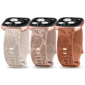 Minyee 3 Packs Floral Engraved Band Compatible with Fitbit Versa 2 Band/Versa Lite/Versa Band Women, Cute Soft Silicone Dandelion Flower Pattern Sport Designer Fancy Summer Strap for Versa 2
