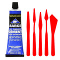 Barge Contact Cement Adhesive All Purpose (2oz) with Pixiss Paste Spreaders (5pcs) - Water Resistant & Toluene-Free Quick Dry Cement - Barge Cement for Shoes, Vinyl, etc. with 5pc Glue Spreader Set