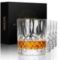 Shoshin Premium Hand-Cut Whiskey Glasses Set of 4 - 13 oz Classic Gift Box