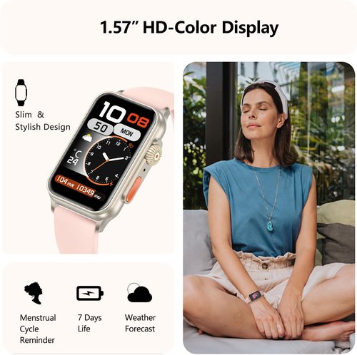 FITVII Nexa Fitness Tracker Answer/Make Calls, Smart Watch with Blood Pressure, Blood Oxygen, 24/7 Heart Rate Monitor, 120+ Sport Mode Activity Tracker with Step Counter, Sleep Tracker for Women Men
