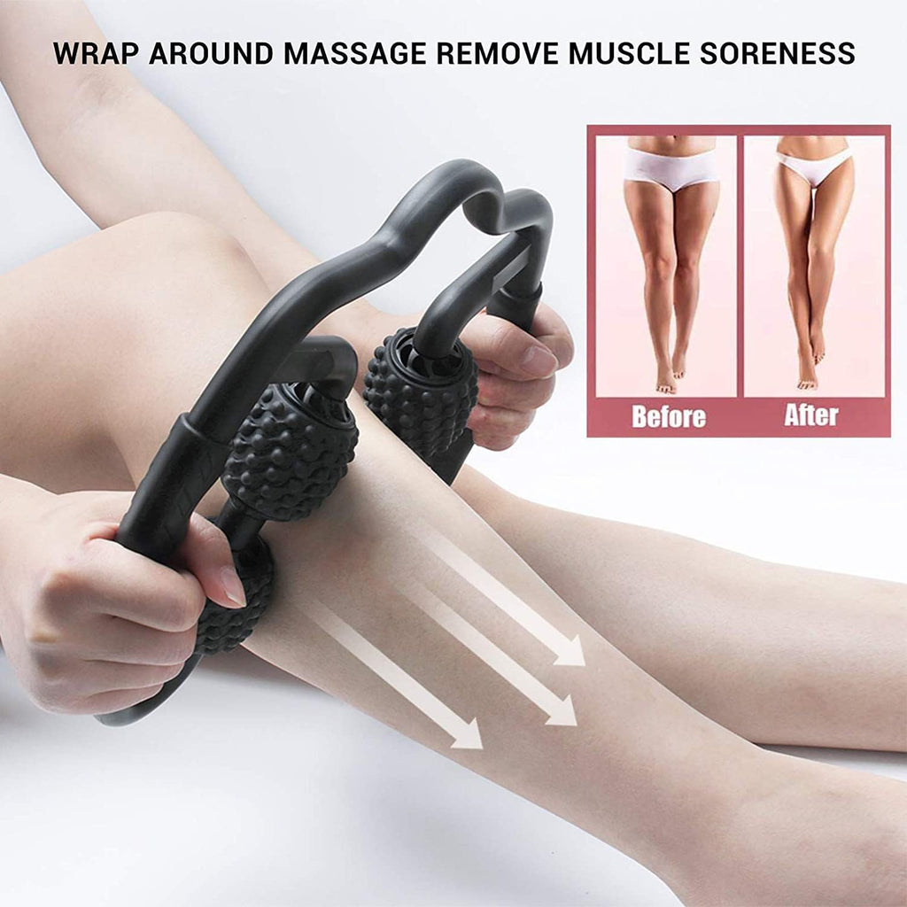 Skiennix Foam Roller - 4 Wheels Muscle Massager for Trigger Point Relief | Black, Ideal for Yoga & Bodybuilding
