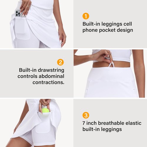 MoFiz Women's Golf Skorts - 20" Knee Length Athletic Tennis Skirts with 4 Pockets | Casual Summer Workout