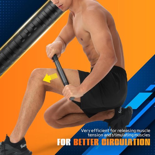 Muscle Roller Stick - Deep Tissue Massage Roller for Myofascial Release | Full Body Therapy (Black)