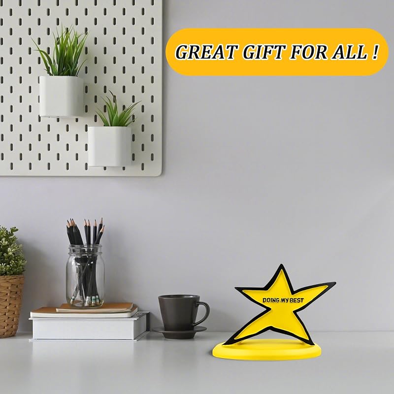 Doing My Best Yellow Star Trophy - Desk Ornament Gift for Students & Employees