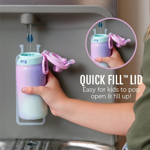 Ello Kids 12oz Pop & Fill Water Bottle - Quick Fill Lid, Double-Wall Insulated, Leak Proof, BPA Free | Royal Palace