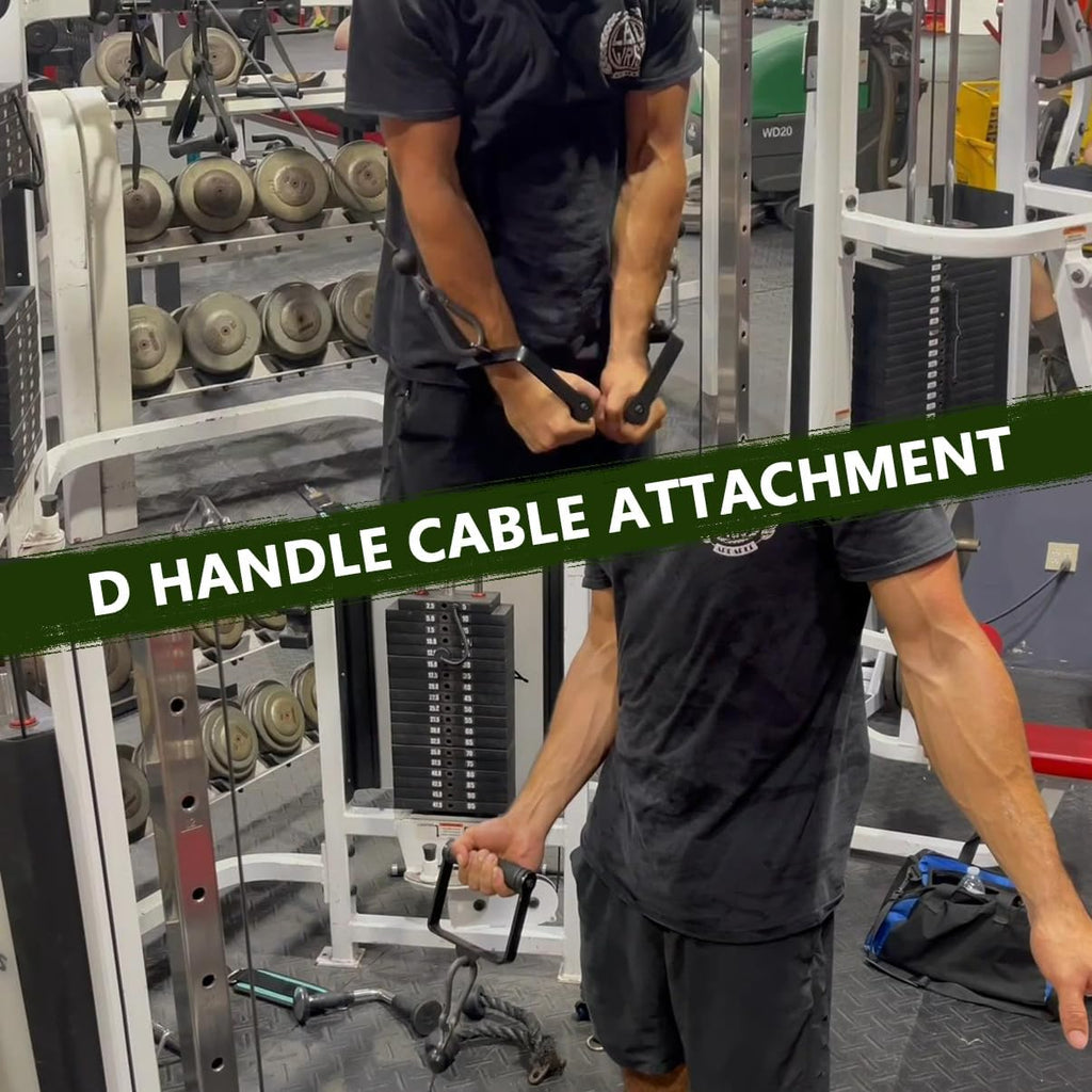 Skiennix D Handle Cable Attachment - Heavy Duty Steel with Non-Slip Rubber Grip | Black Finish