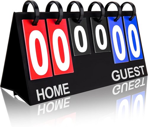 Flip Scoreboard - Portable Tabletop Score Keeper for Football, Basketball, Tennis | 6-Digit Outdoor Scoreboard