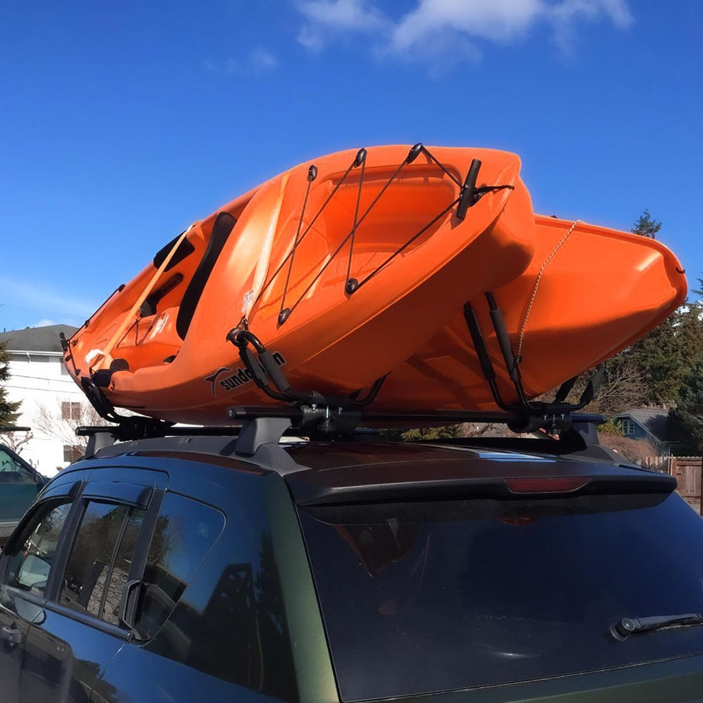 DOHUSPLE Kayak Roof Rack for 2 Kayaks Carrier, Kayak J Bar Hooks Roof Mount Racks for Universal Cars, SUV, Truck, Set of 4 Racks