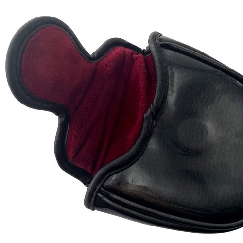 Gbourly Golf Club Skull Mallet Putter Cover Magnetic Closure Heel Shaft PU Leather Putters Headcover, Black