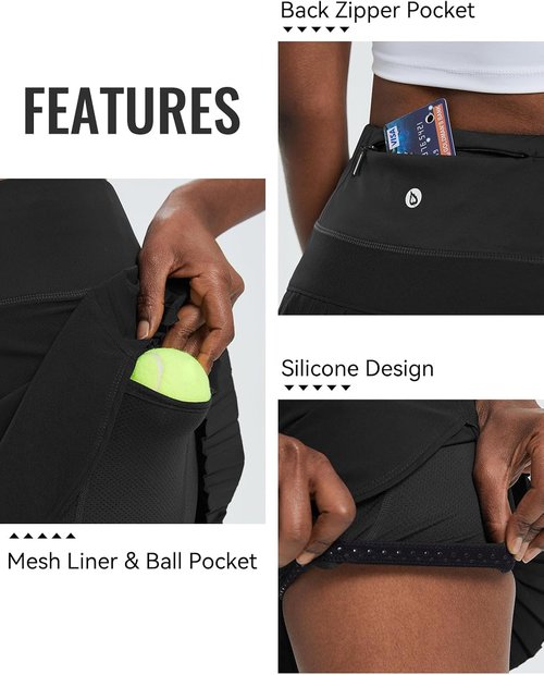 Baleaf Women's Tennis Skirt - High Waisted Pleated Golf Skorts with Pockets | Lightweight Athletic Wear