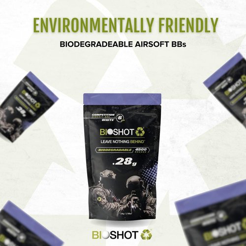 Bioshot Biodegradable Airsoft BBS .28g Super Slick Polish - Seamless Competition Match Grade for All 6mm Airsoft Guns and Accessories (4500 Rounds, White) by Bioshot