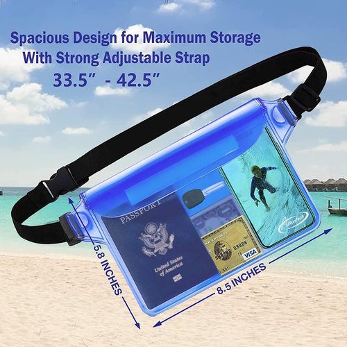 AiRunTech Waterproof Pouch - 2 Pack Waist Strap for Safe & Dry Phone Storage | Ideal for Beach, Boating & Water Activities