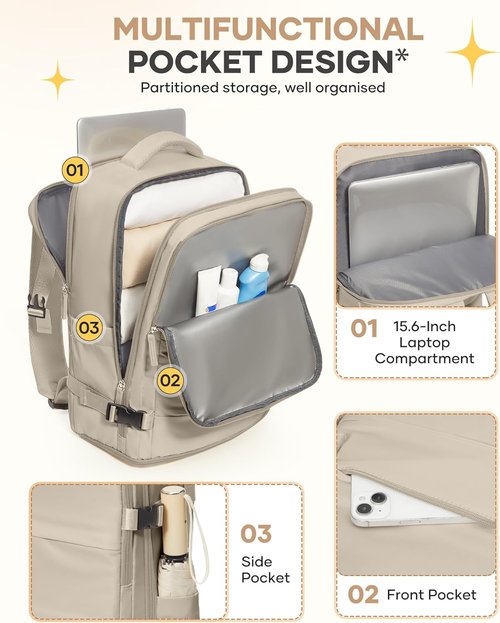 Coofay Travel Backpack - Airline Approved Waterproof Carry-On Bag for Men & Women | Casual Daypack
