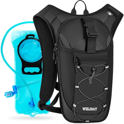 WELIDAY Hydration Backpack with 2L Water Bladder, Lightweight Hydro Pack for Cycling, Running, Hiking, Climbing (Black, 2L Water Bladder)