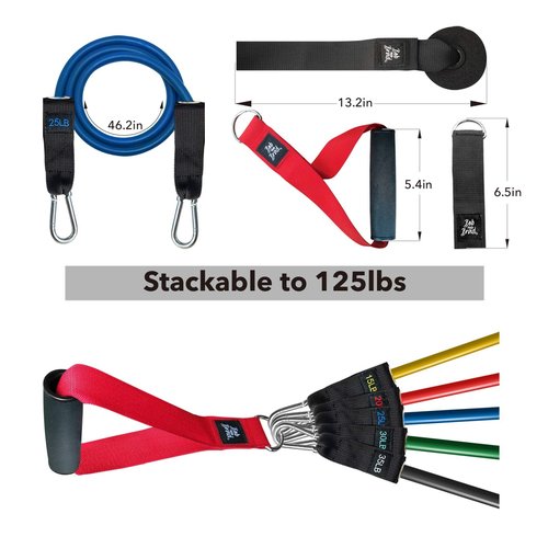 BOB AND BRAD Resistance Bands Set, Stackable Up to 125 lbs Workout Bands with Handles, Door Anchor & Ankle Straps - Exercise Bands for Strength Training, Home Gym Fitness, Physical Therapy & Yoga
